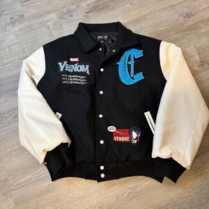 Marvel x CVLA Venom Varsity Jacket Black White XXL Mens Letterman Patch